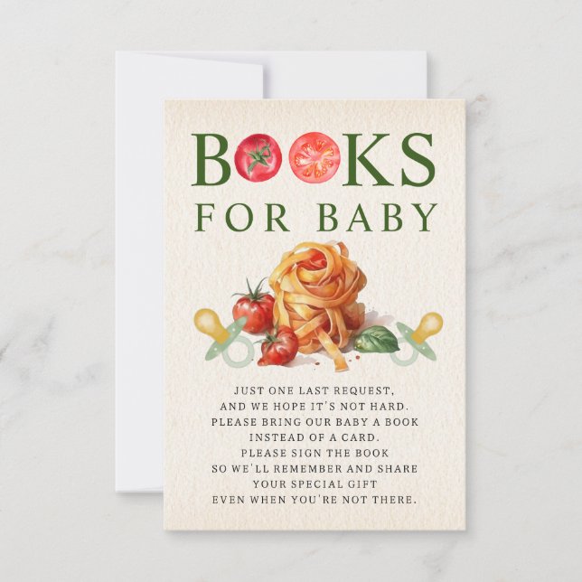 Oh Baby Pasta & Schnullers Babydusche Buchanfrage Einladung (Vorderseite)