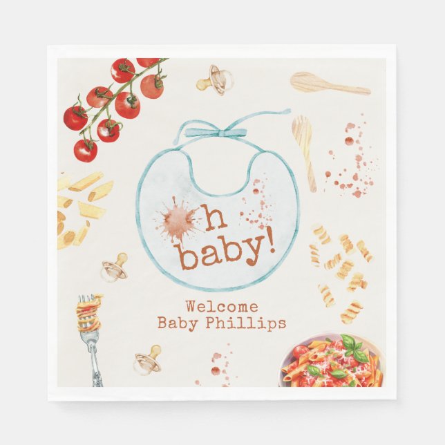 Oh Baby Pasta & Schnullers Blue Boy Baby Dusche Serviette (Vorderseite)
