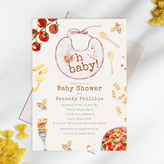 Oh Baby Pasta & Schnullers Girl Baby Shower Einladung (Von Creator hochgeladen)