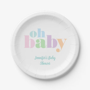 Oh Baby Pastel Aquamarin Moderne Babydusche Pappteller