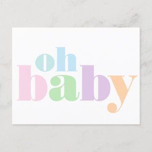 Oh Baby Pastel Typografie Virtual Baby Dusche Einladungspostkarte