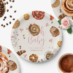 Oh Baby Pastries   Schnuller Girl Baby Dusche Pappteller<br><div class="desc">Gebäck & Schnuller Babydusche Brunch Thema mit Illustration eines Gebäcks in das Design "oh baby" mit Schnuller,  Blumenbezug,  Kaffee und Gebäck Illustrationen rund um.</div>