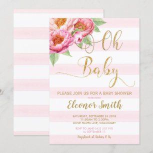 Oh Baby Peony Floral Baby Dusche Einladung Mädchen