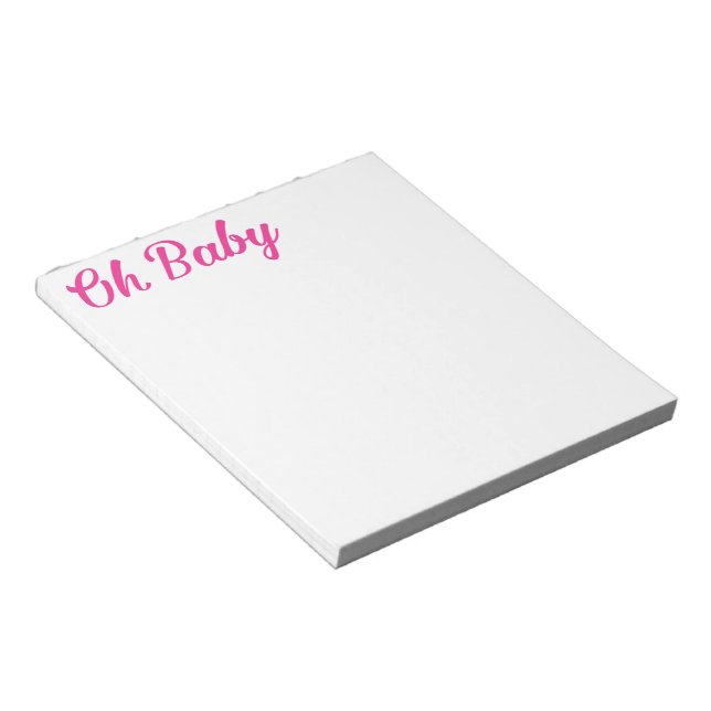 Oh Baby Personalisiert Pink Girly Girl Notizblock (angewinkelt)