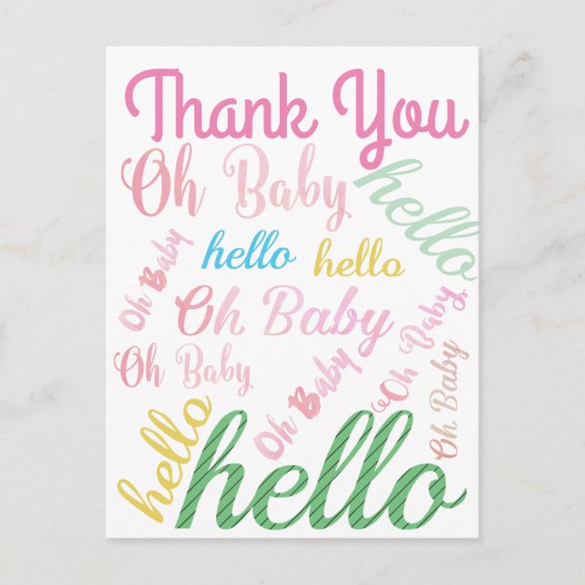 Oh Baby Personalisiert Pink Girly Girl Postkarte (Vorderseite)