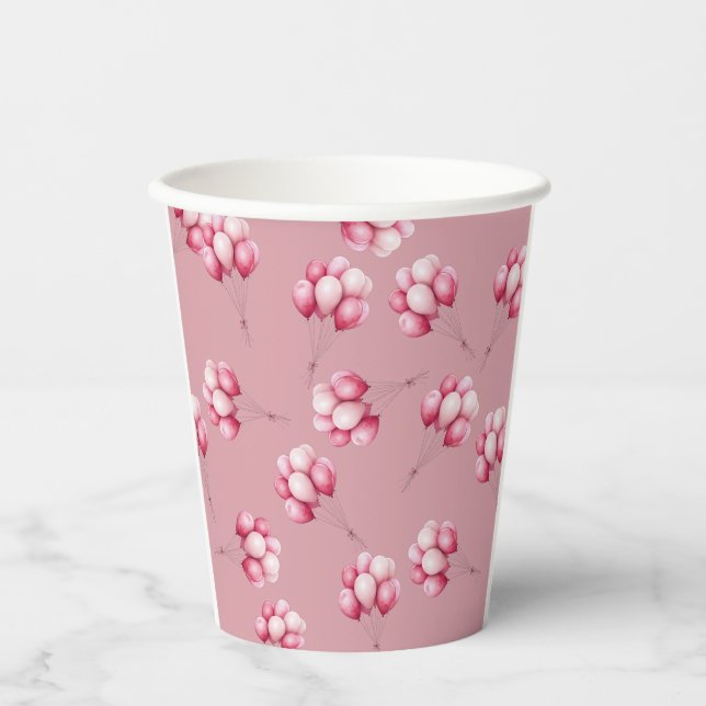 Oh Baby Pink Balloons Pappbecher (Vorderseite)
