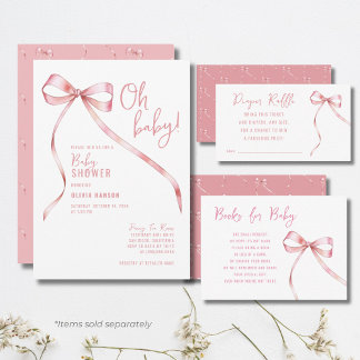 Oh Baby Pink Bow Girl Babydusche Einladung