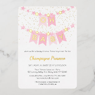 Oh Baby Pink Bunting Flags Foto Babydusche Folieneinladung