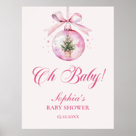 Oh Baby Pink Christmas Ornament Baby Shower Poster