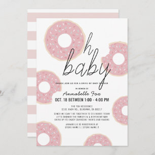 Oh Baby Pink Donut Girl Drive-by Baby Dusche Einladung