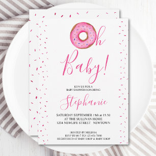 Oh Baby Pink Donut Girl's Baby Shower Einladung