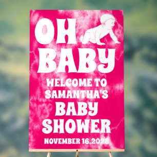 Oh Baby Pink Gefärbte Krawatte Girl Baby Dusche Wi Acrylschild