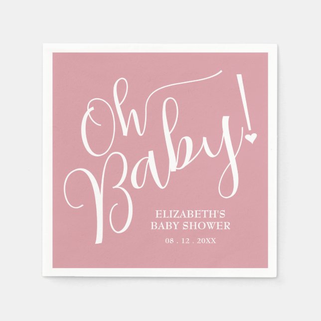 Oh, Baby! Pink Girl Baby Dusche Serviette (Vorderseite)