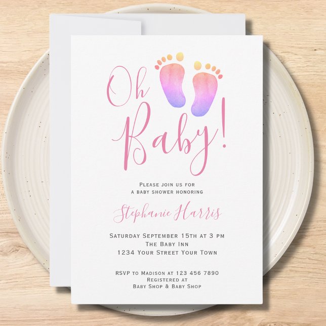 Oh Baby Pink Girl's Baby Shower Einladung (Von Creator hochgeladen)