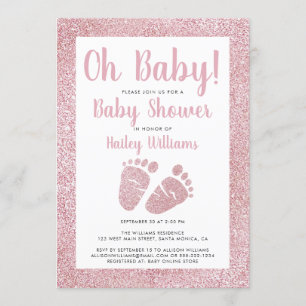 Oh Baby Pink Glitzer Baby Feet Baby Girl Dusche Einladung
