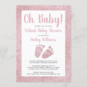 Oh Baby Pink Glitzer Baby Feet Virtual Baby Dusche Einladung
