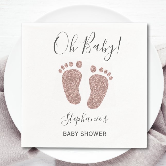 Oh Baby Pink Glitzer Babydusche Napkins Serviette (Von Creator hochgeladen)