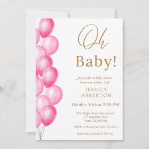 Oh Baby! Pink Gold Mädchen-Baby-Party Einladung