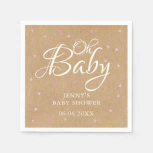 Oh Baby Pink Liebe Herz Babydusche / Sprinkle Serviette