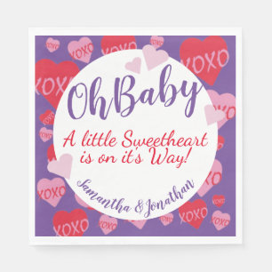 Oh Baby Pink Red Sweethearst Baby Dusche Lila Serviette