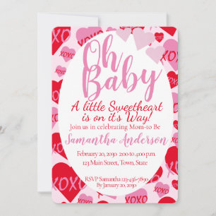 Oh Baby Pink Red Sweethearst Baby Dusche Pink Einladung