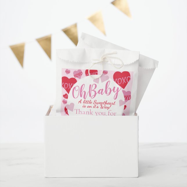 Oh Baby Pink Red Sweethearst Baby Dusche Pink Geschenktütchen (Party)
