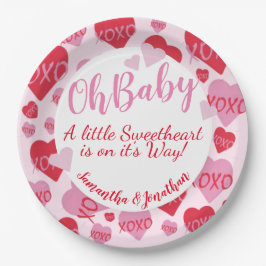 Oh Baby Pink Red Sweethearst Baby Dusche Pink Pappteller