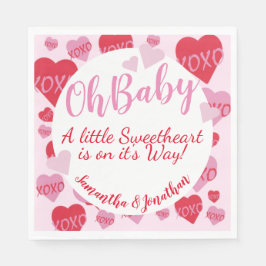 Oh Baby Pink Red Sweethearst Baby Dusche Pink Serviette