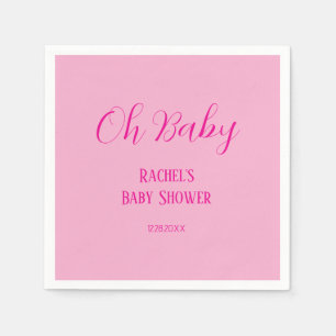 Oh Baby Pink Script Moderne Niedlich Girl Baby Dus Serviette
