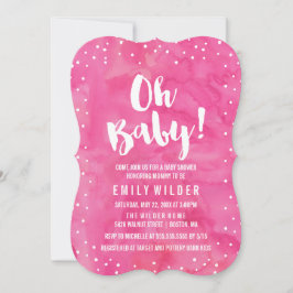 Oh Baby Pink Watercolor Babydusche Einladung