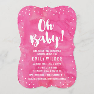 Oh Baby Pink Watercolor Babydusche Einladung