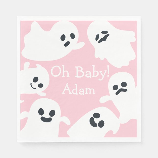Oh, Baby! Pink & White Halloween Herbstdusche Serviette (Vorderseite)