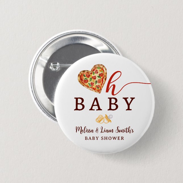 Oh Baby Pizza and Schnullers Baby Showbutton - F Button (Vorne & Hinten)