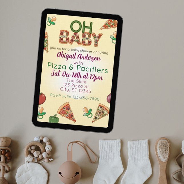 Oh Baby, Pizza & Pacifiers Baby Shower Einladung (Von Creator hochgeladen)