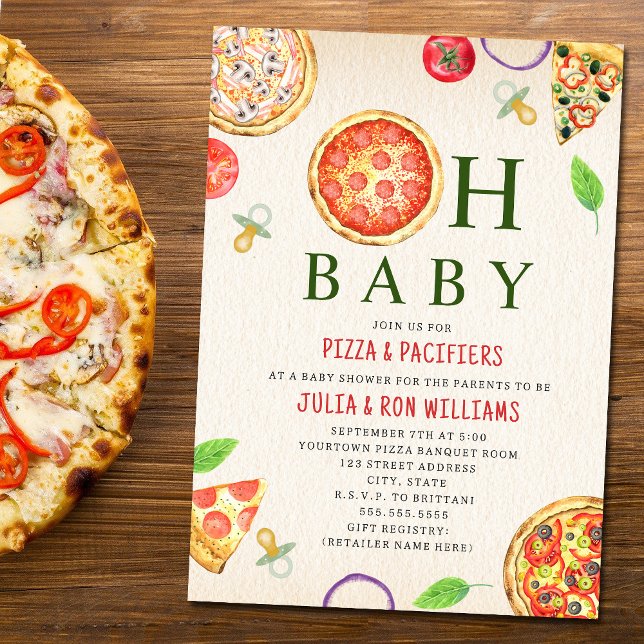 Oh Baby Pizza + Schnuller Babydusche Einladung (Von Creator hochgeladen)
