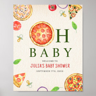 Oh Baby Pizza + Schnuller Babydusche Poster