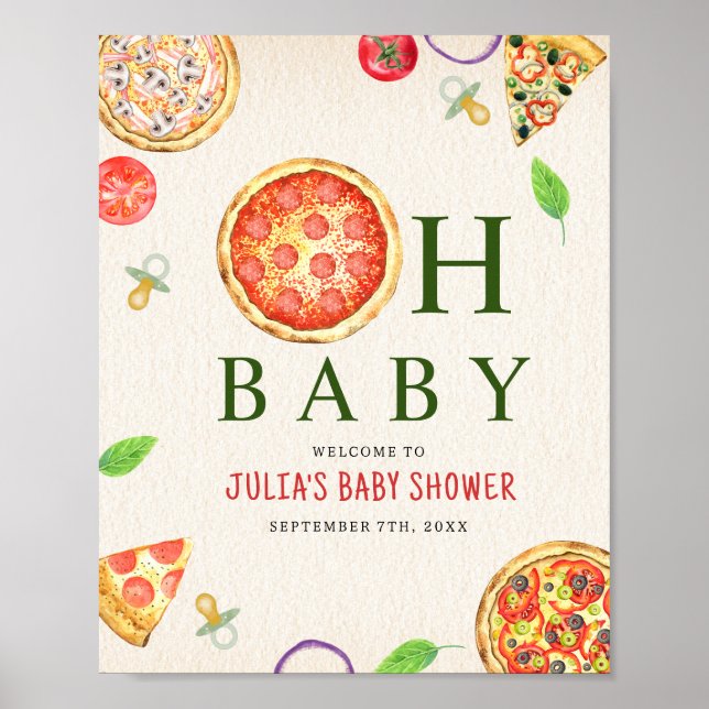 Oh Baby Pizza + Schnuller Babydusche Poster (Vorne)