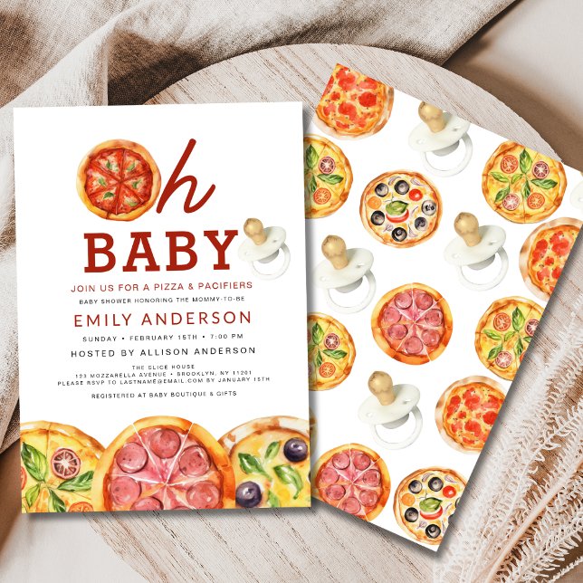 Oh Baby Pizza & Schnullers Babydusche Einladung (Von Creator hochgeladen)