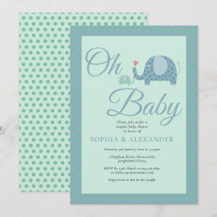 Oh Baby Polka Dot Elephants Paare Baby Shower Einladung