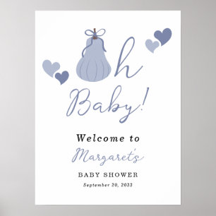 Oh Baby Pumpkin Bow Boy Baby Dusche Willkommen Poster