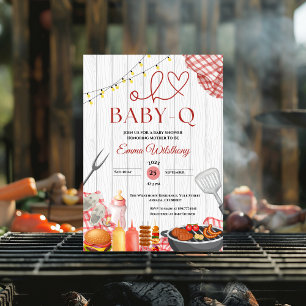 Oh Baby-Q Baby Duwer Girl Rustic GRILLEN Einladung