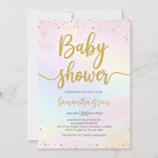 Oh Baby Rainbow Baby Dusche Einladung (Vorderseite)