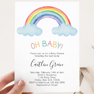 Oh Baby Regenbogen-Baby-Party Einladung