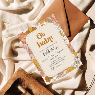 Oh Baby Retro Boho Floral Baby Dusche Schwangersch Einladung