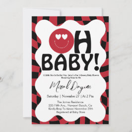Oh Baby! Retro Groovy Happy Face Baby Shower Einladung
