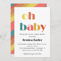 Oh Baby Retro Rainbow Baby Shower Einladung