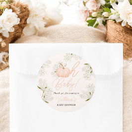 Oh Baby rosa Kürbis Blumenkohl danke Babydusche Runder Aufkleber