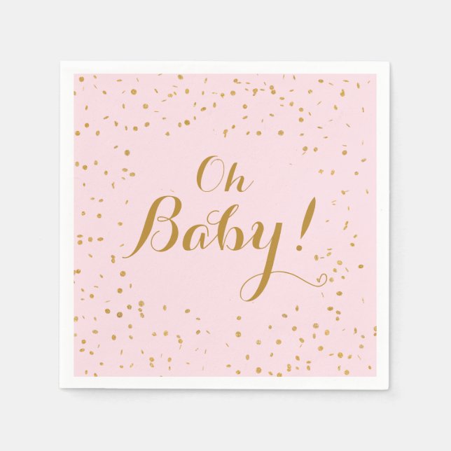 Oh, Baby! Rosa und Gold Confetti Napkins Serviette (Vorderseite)