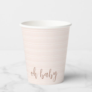 Oh Baby Rosa und Weiße Fischgrätenmuster-Tasse Pappbecher