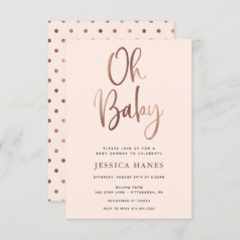 Oh Baby Rose Gold Foil Kinderdusche Einladung